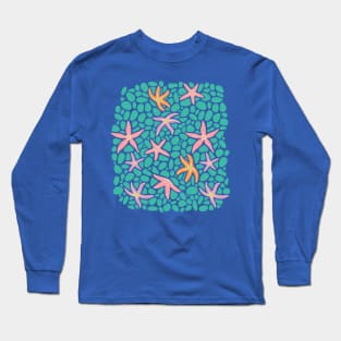 SEA STARS Coastal Ocean Starfish with Pebbles in Summer Pink Purple Orange Turquoise - UnBlink Studio by Jackie Tahara Long Sleeve T-Shirt